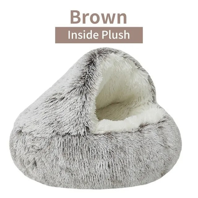 Hooded Plush Pet Bed